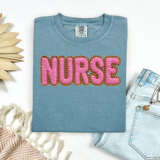 Nurse t-shirt with pink lettering