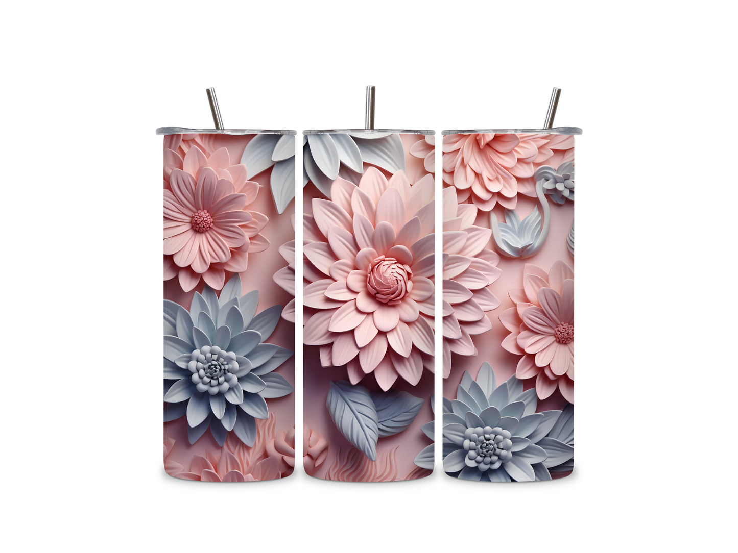 3D Flower Skinny Tumbler