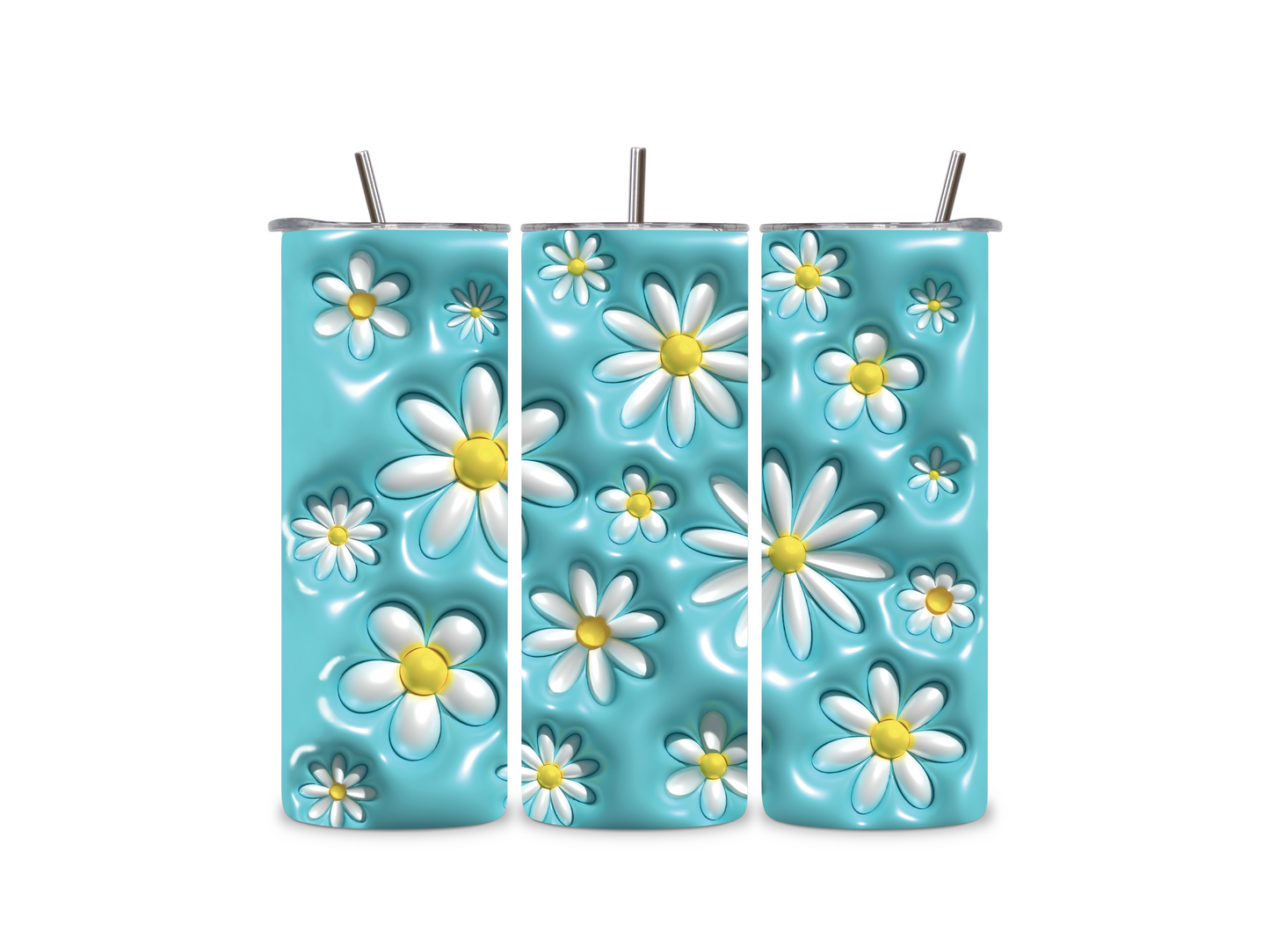 Inflated Diasy Flowers Skinny Tumbler