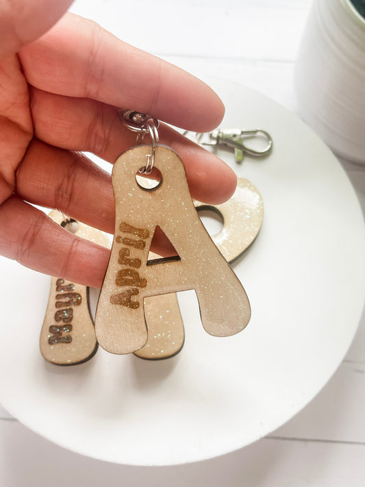 Custom Letter with Engraved Name Keychain
