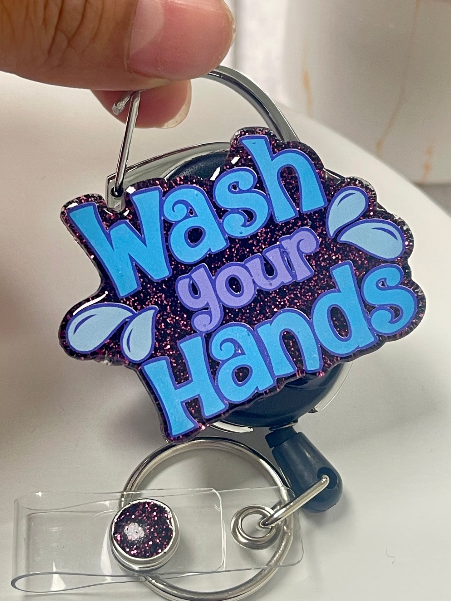 Wash Your Hands Retractable ID Badge Reel