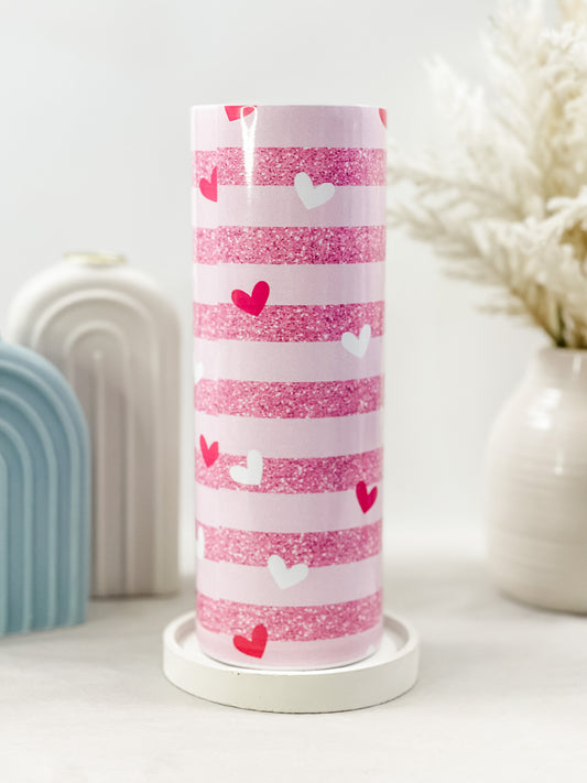 Personalized Pink Heart Skinny Tumbler