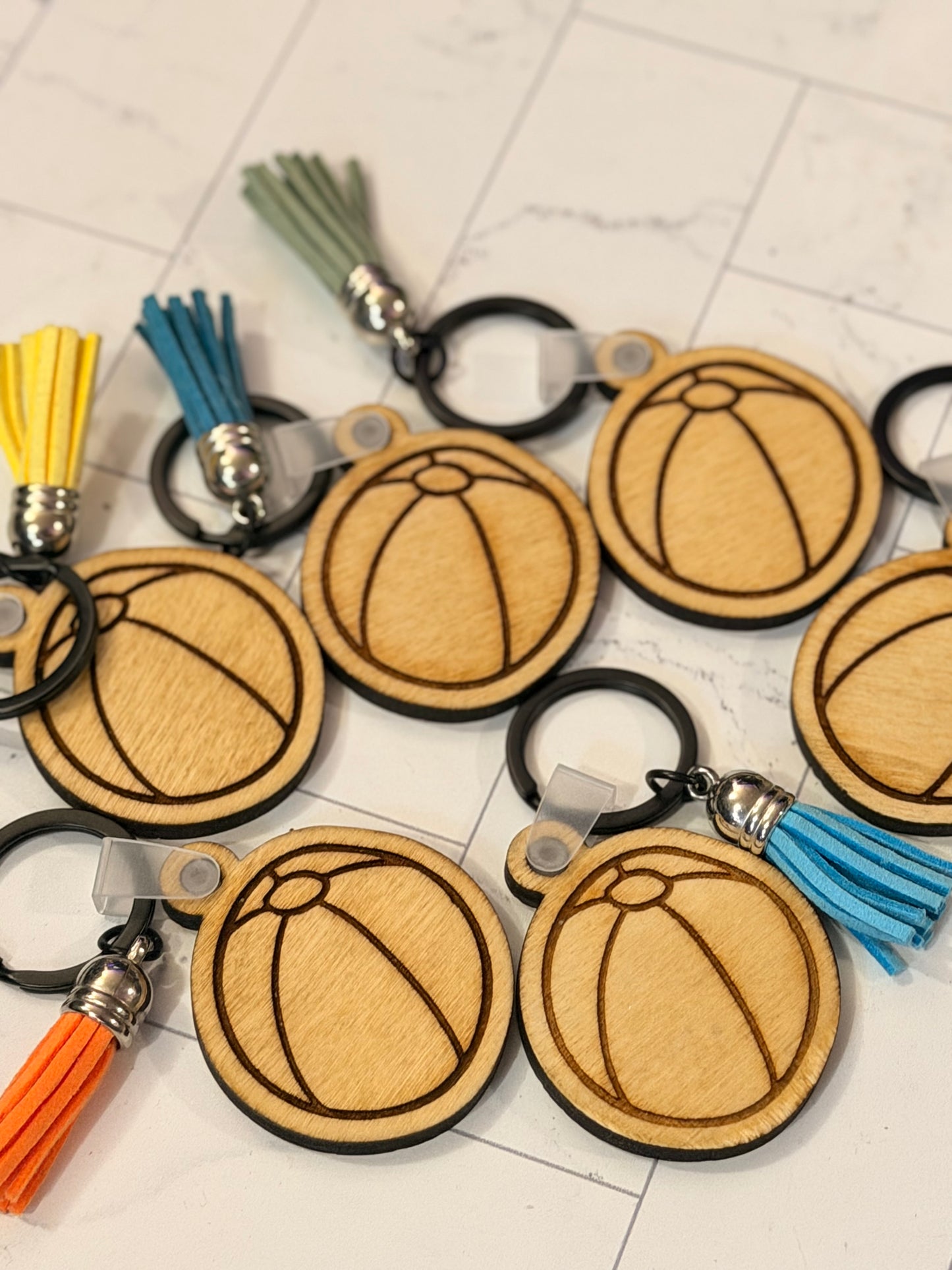 Wooden Ball Keychain