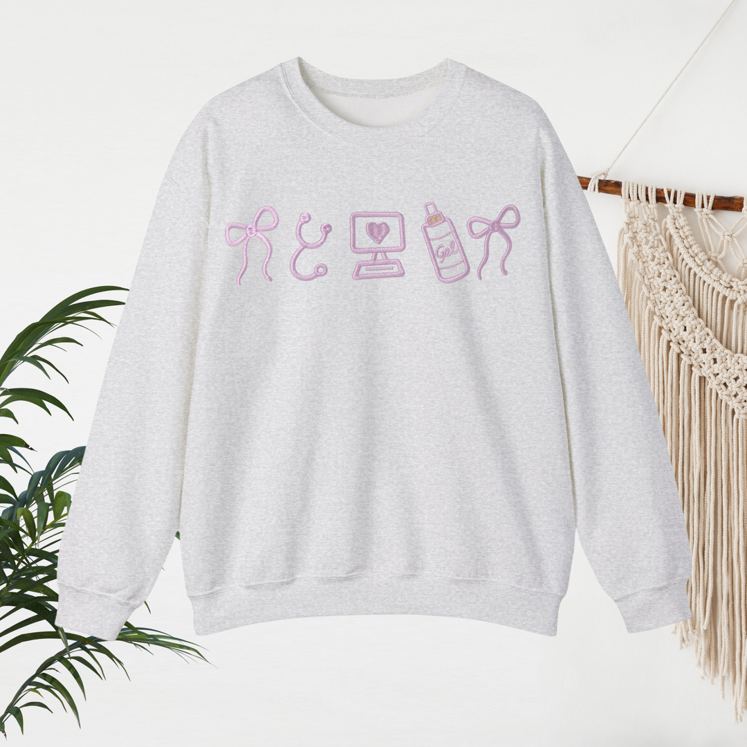 Embroidered nurse crewneck lifestyle cozy wear