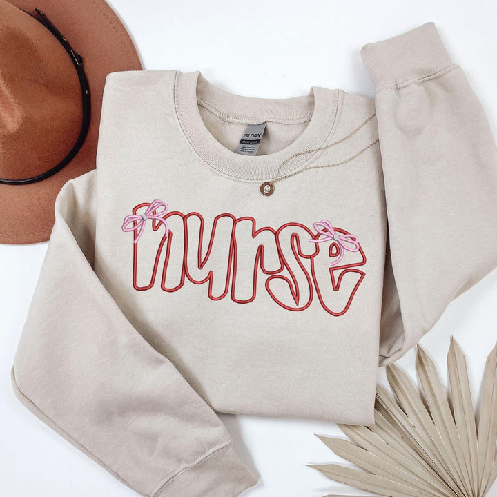 Nurse Bow Embroidered Crewneck