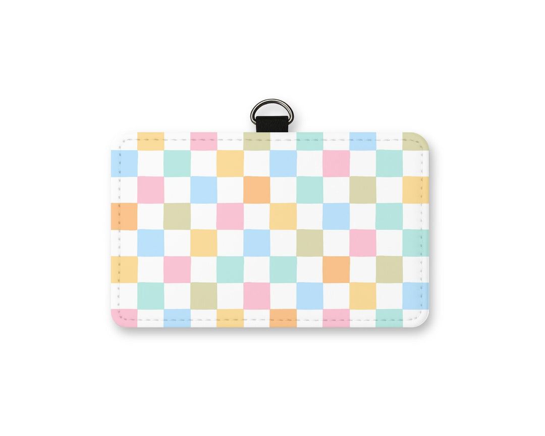 Pastel Checker Board ID Badge Holder
