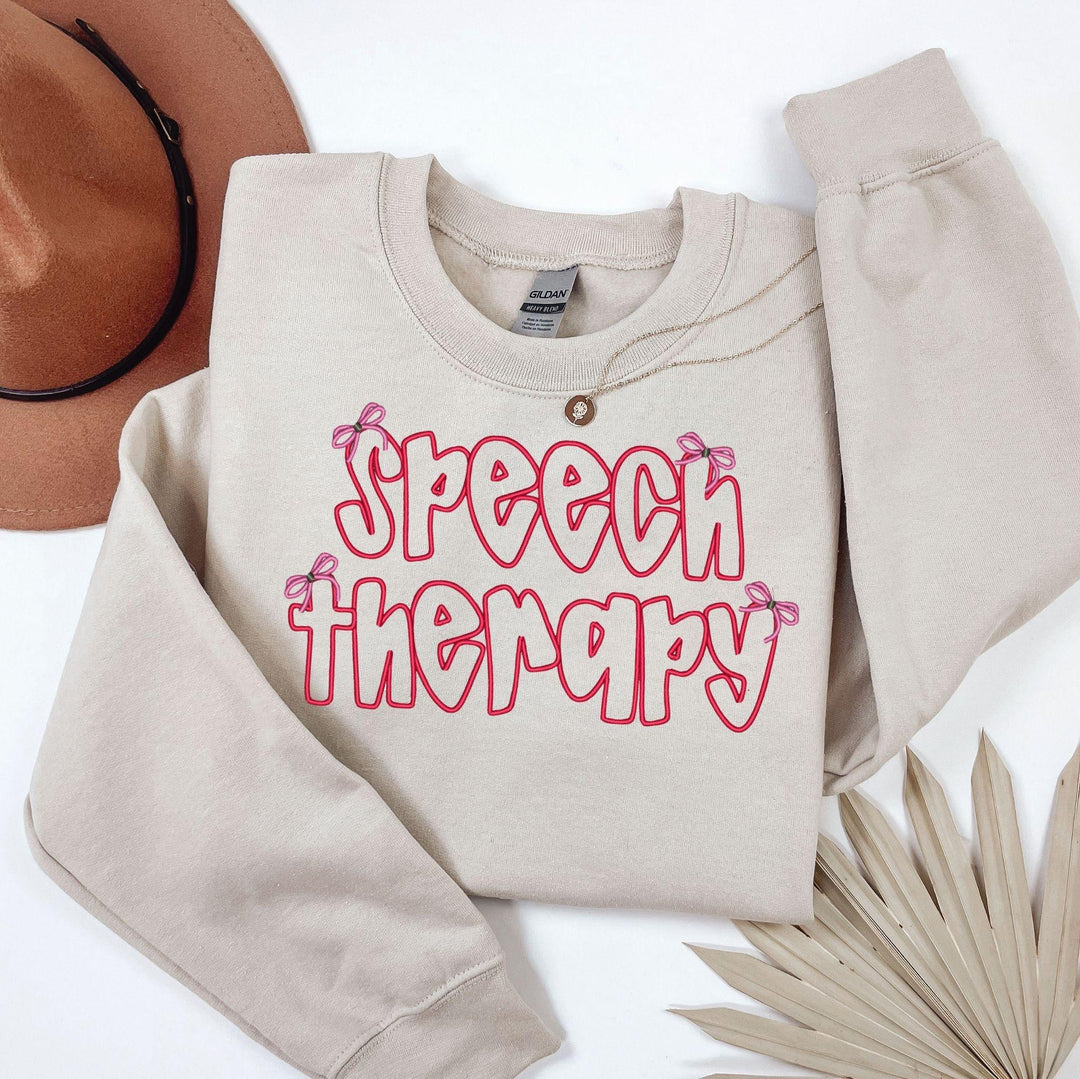 Speech Therapy Bow Embroidered Crewneck