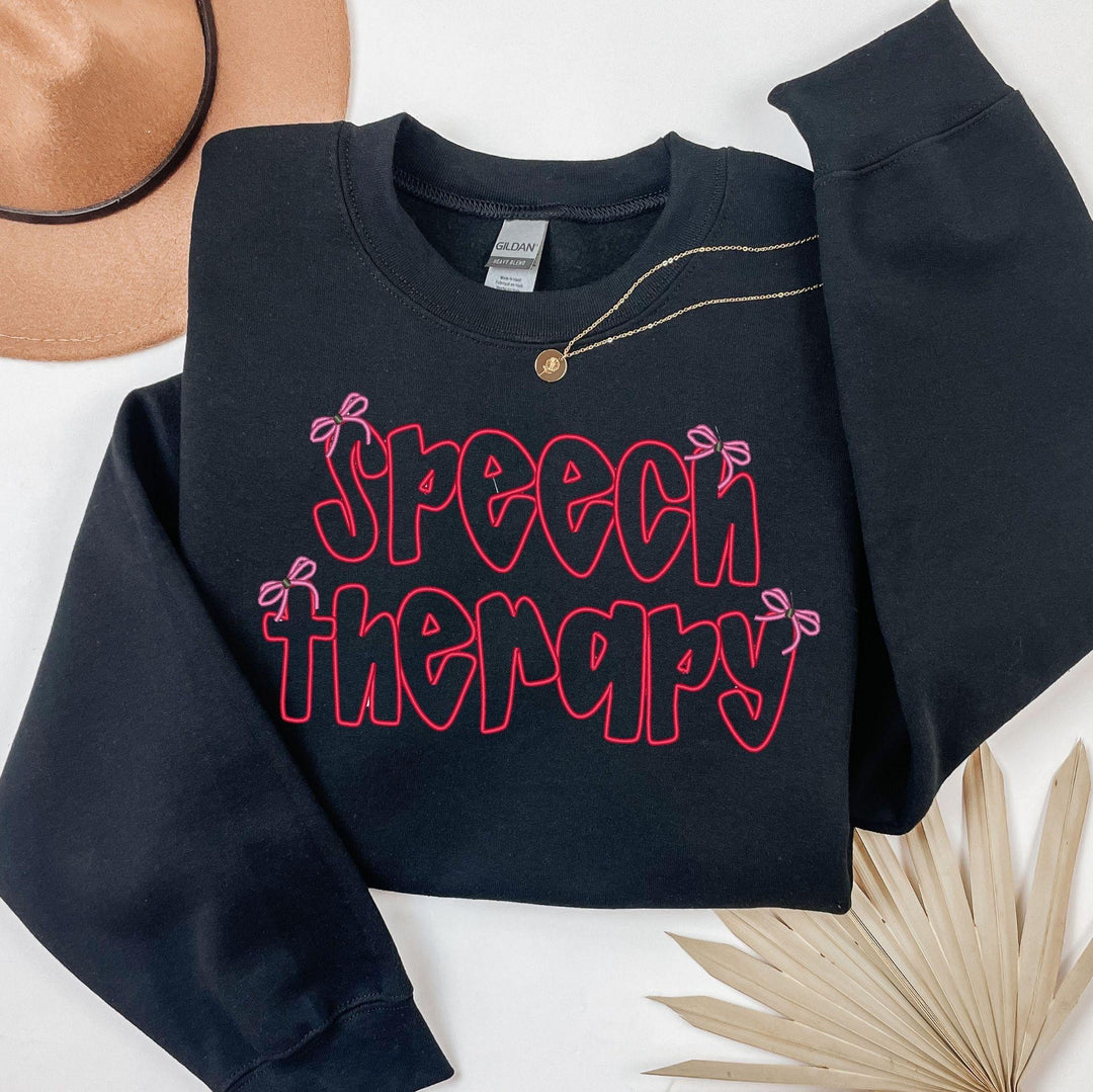 Speech Therapy Bow Embroidered Crewneck