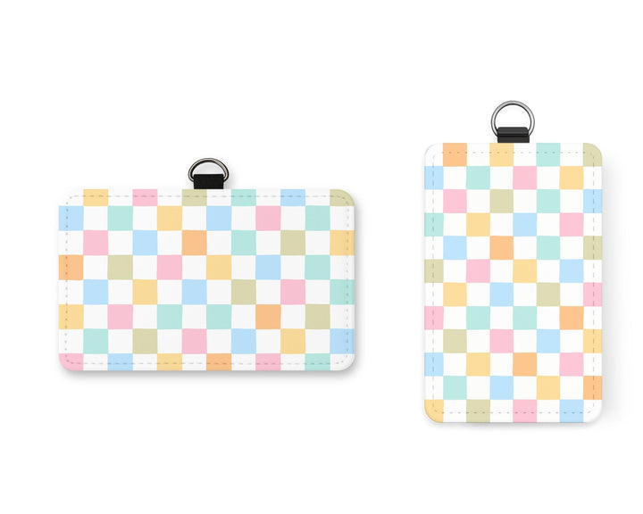 Pastel Checker Board ID Badge Holder