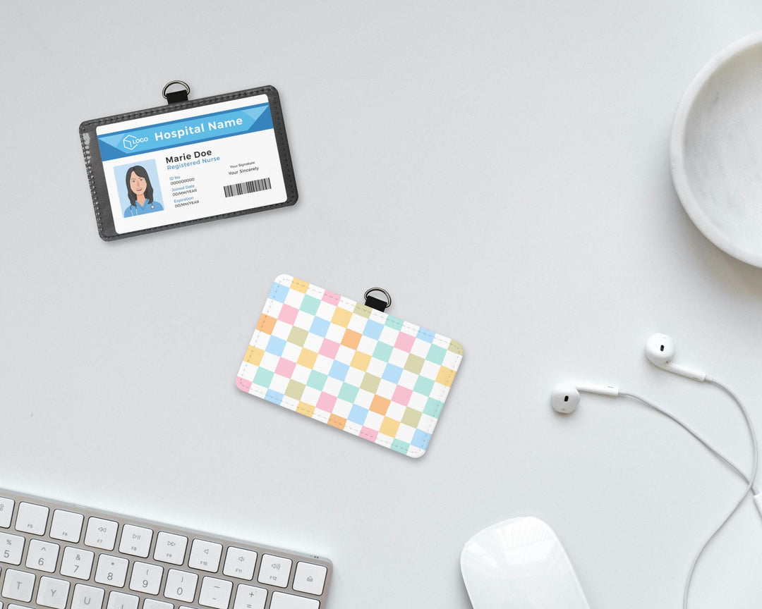 Pastel Checker Board ID Badge Holder