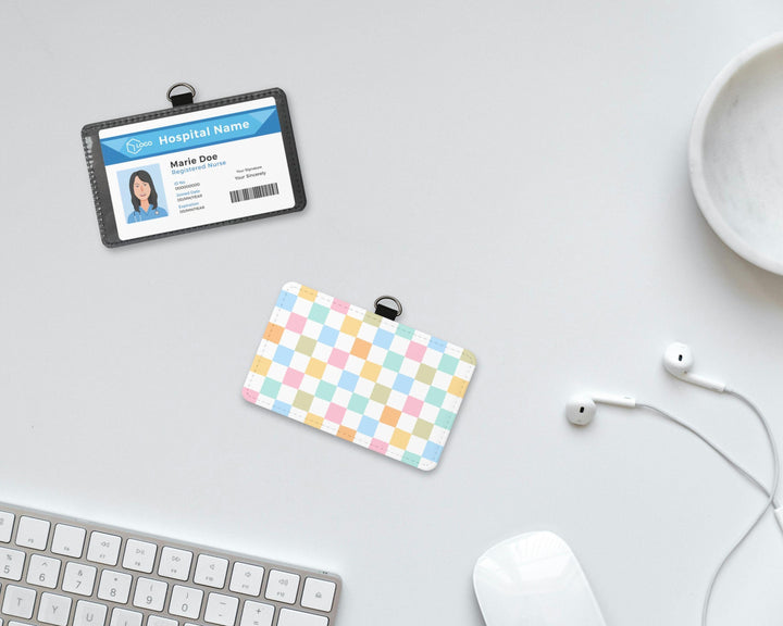 Pastel Checker Board ID Badge Holder