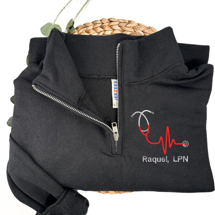 Personalized Stethoscope 3/4 Zip Crewneck