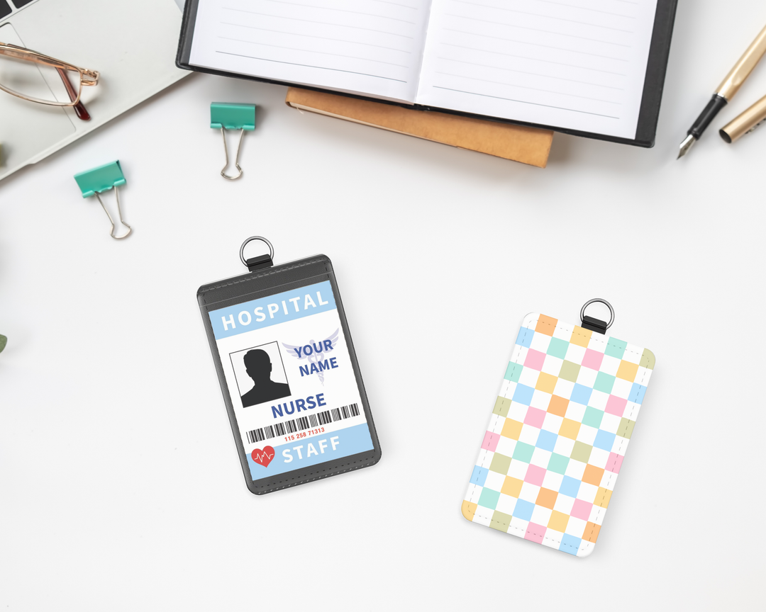 Pastel Checker Board ID Badge Holder