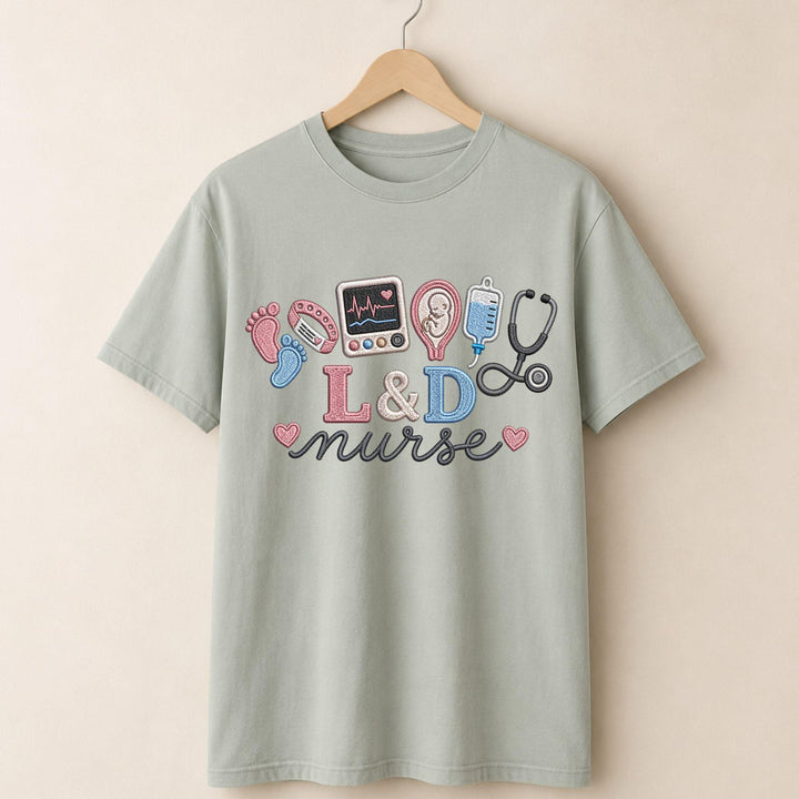 L&amp;D Faux Yarn Embroidered T-shirt