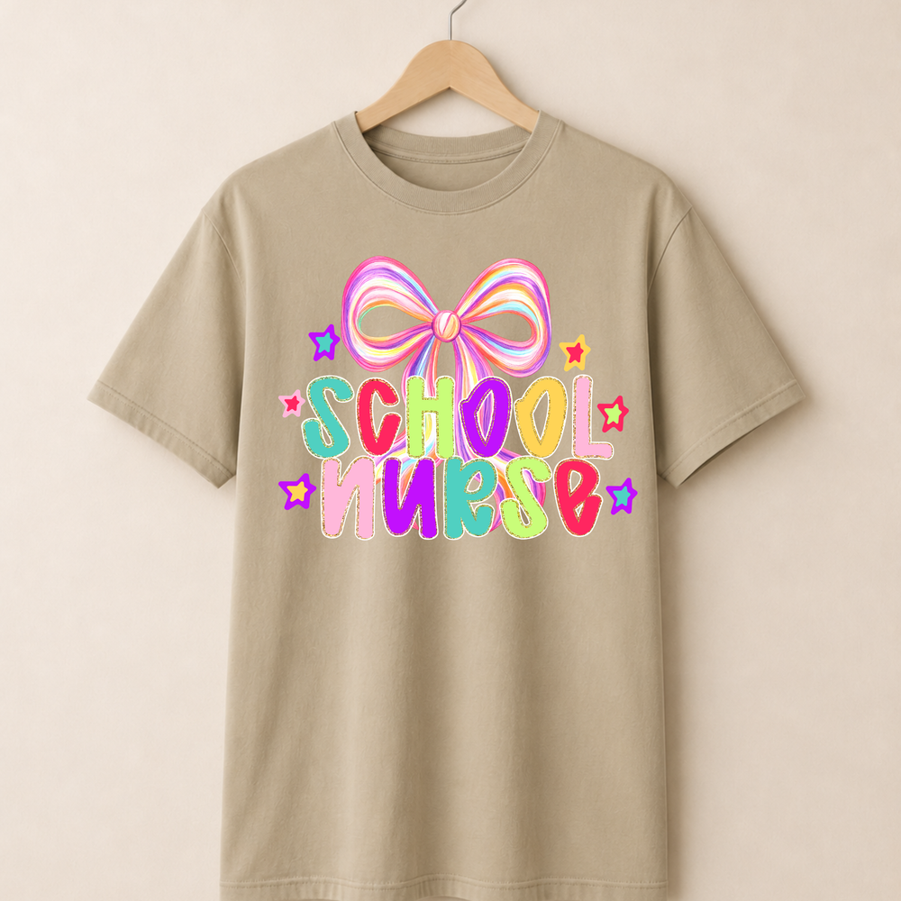 Colorful School Nurse T-shirt.