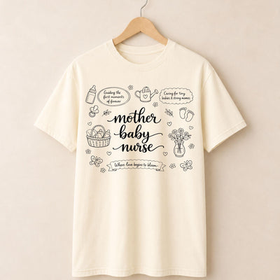 Mother Baby Nurse Doodle T-shirt