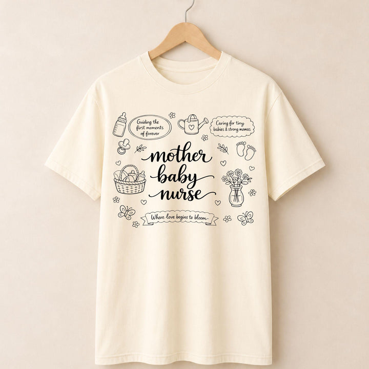 Mother Baby Nurse Doodle T-shirt