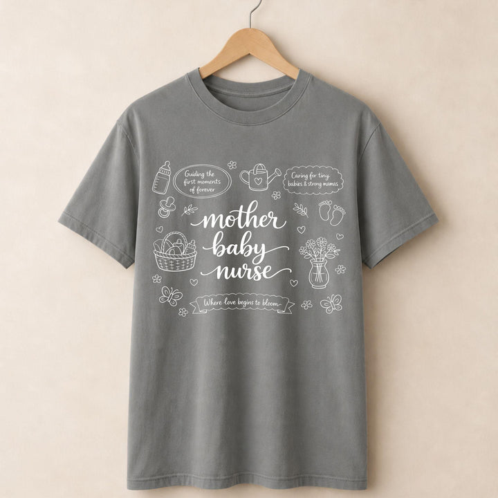 Mother Baby Nurse Doodle T-shirt