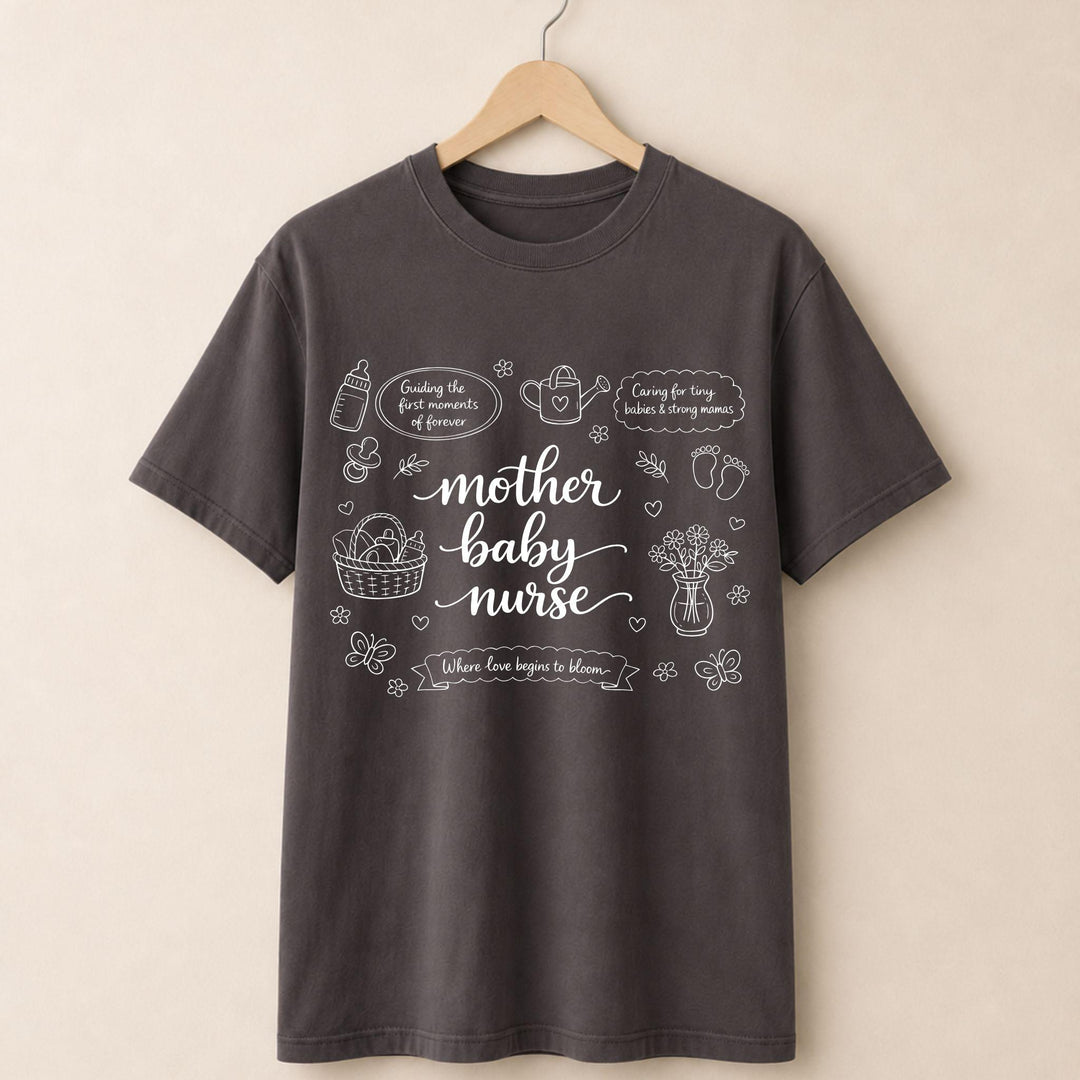 Mother Baby Nurse Doodle T-shirt