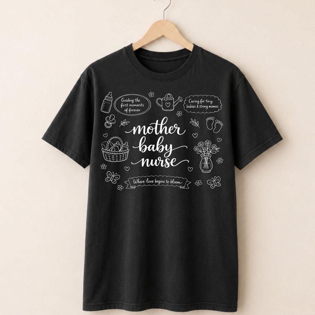 Mother Baby Nurse Doodle T-shirt