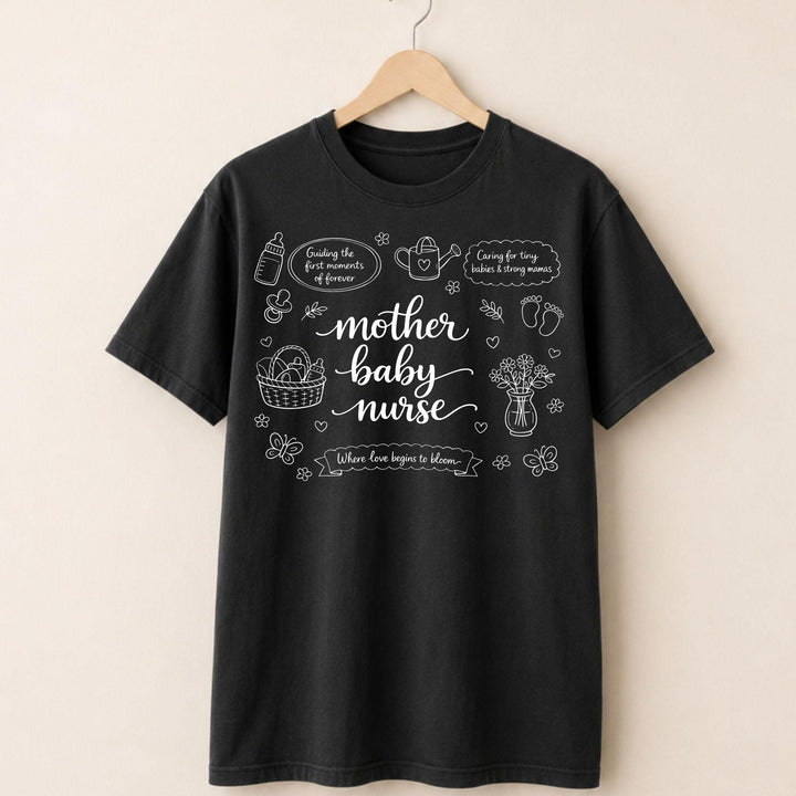 Mother Baby Nurse Doodle T-shirt