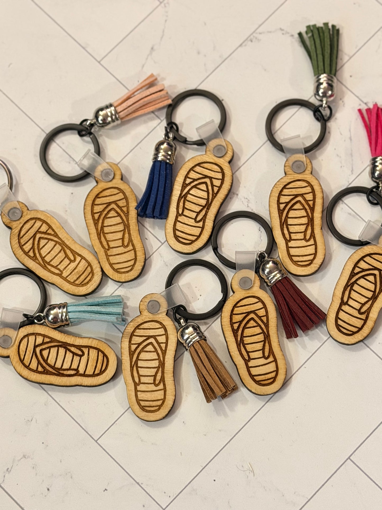 Wooden Flip Flop Keychain