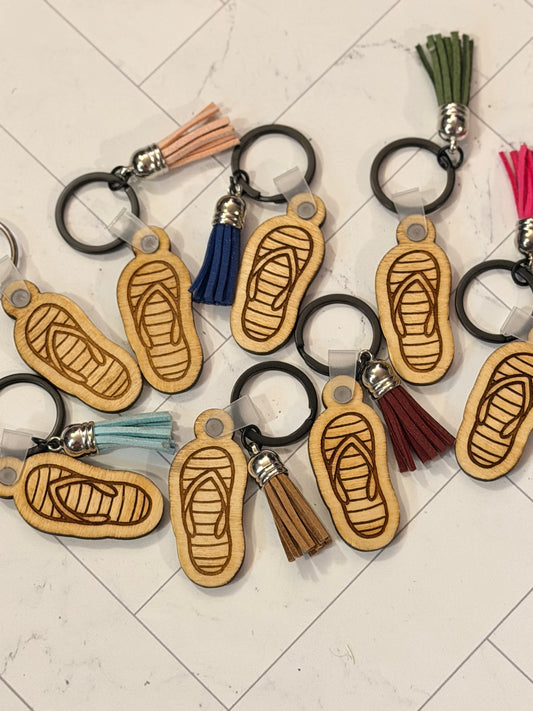 Wooden Flip Flop Keychain