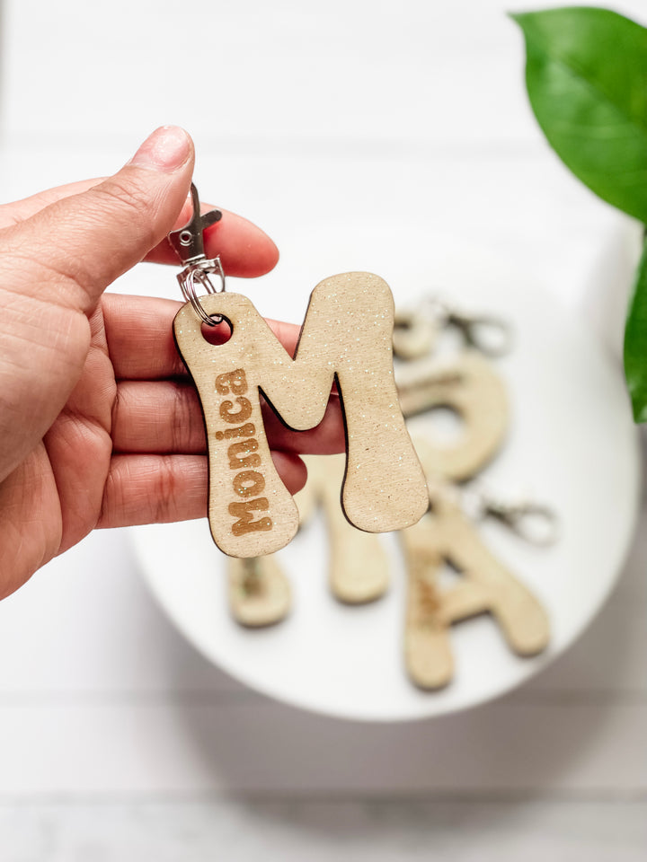 Custom Letter with Engraved Name Keychain