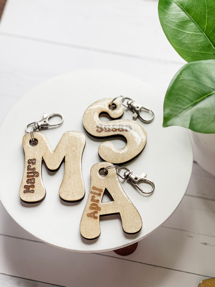 Custom Letter with Engraved Name Keychain