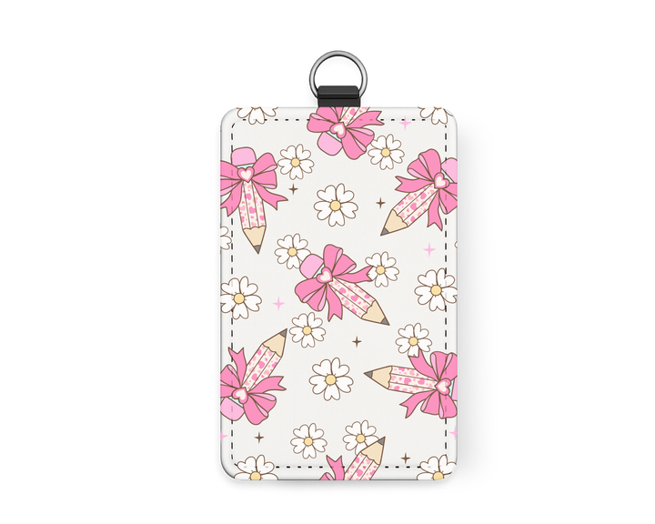 Teacher Retro Bow ID Badge Holder