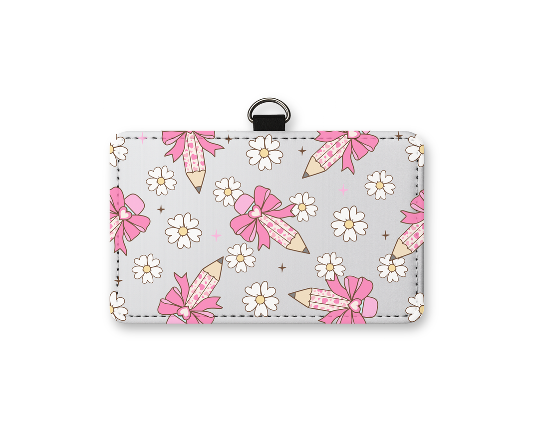 Teacher Retro Bow ID Badge Holder