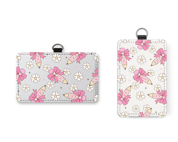 Teacher Retro Bow ID Badge Holder