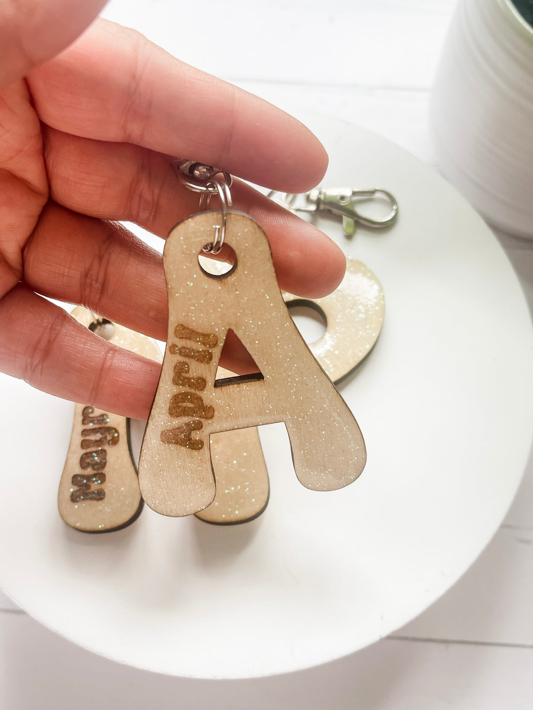 Custom Letter with Engraved Name Keychain