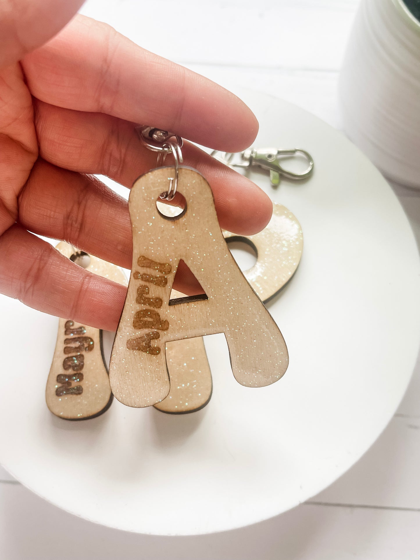 Letter with Engraved Name Keychain