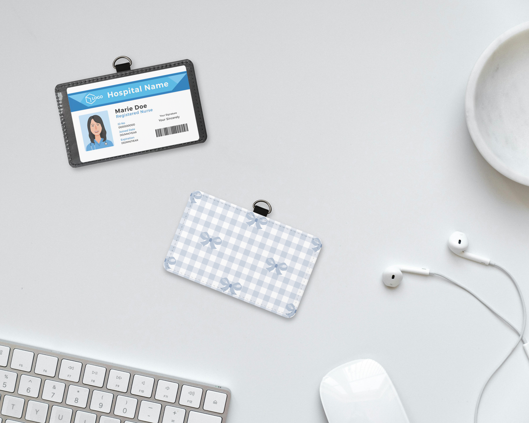 Blue Coquette Bow ID Badge Holder