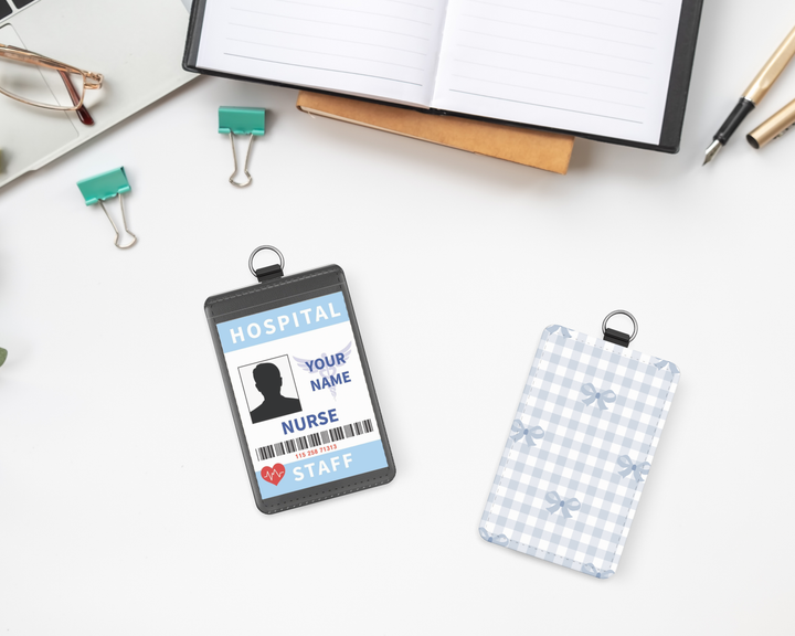 Blue Coquette Bow ID Badge Holder