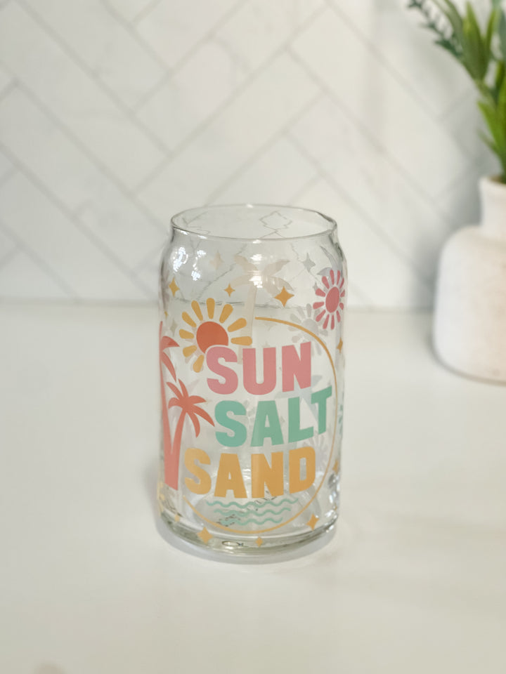 Sun Salt Sand Glass Cup, Lid & Straw