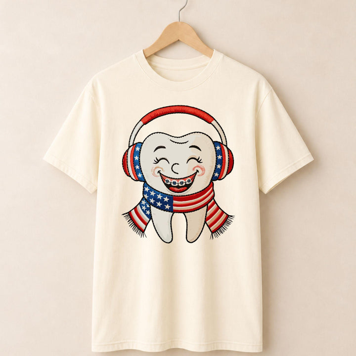 Patriotic Braces Tooth T-shirt.