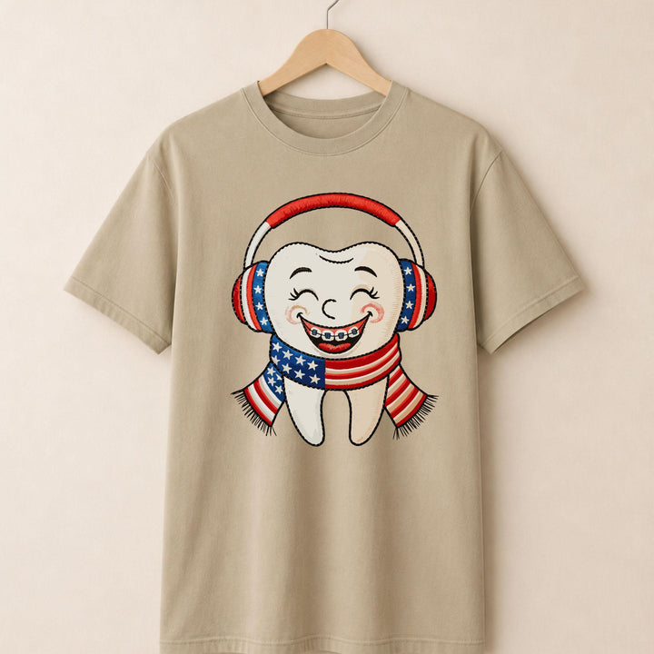 Patriotic Braces Tooth T-shirt.