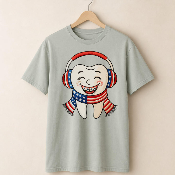 Patriotic Braces Tooth T-shirt.