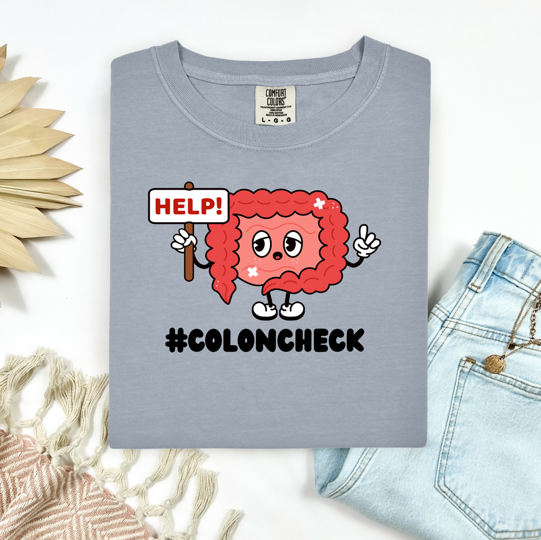 Colon check nurse t-shirt Comfort Colors front view