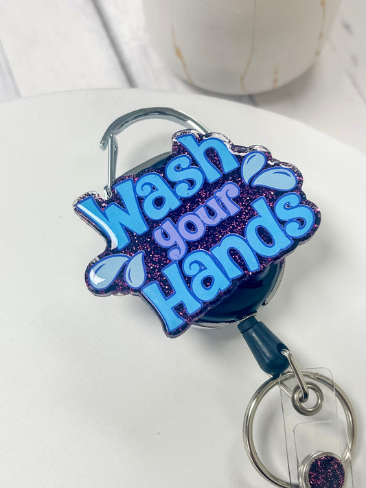 Wash Your Hands Retractable ID Badge Reel