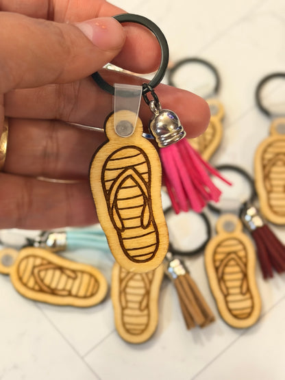 Wooden Flip Flop Keychain