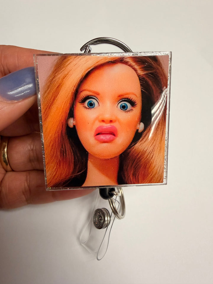 Funny Doll ID Badge Reel