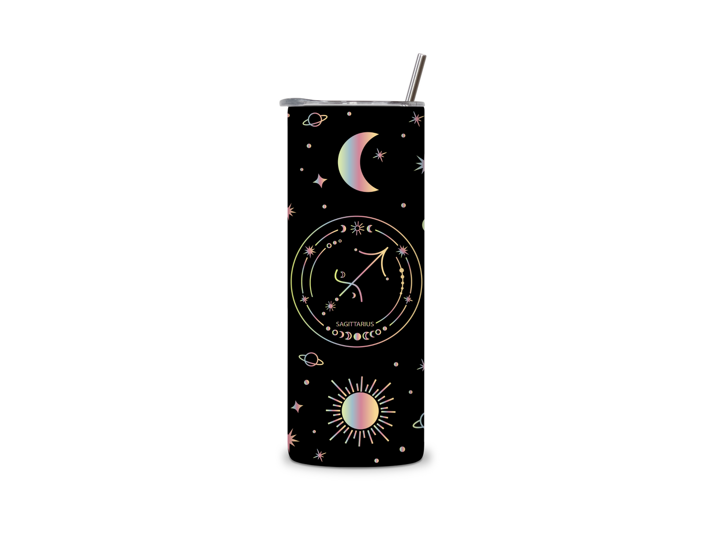 Black Galaxy Zodiac Sign Skinny Tumbler