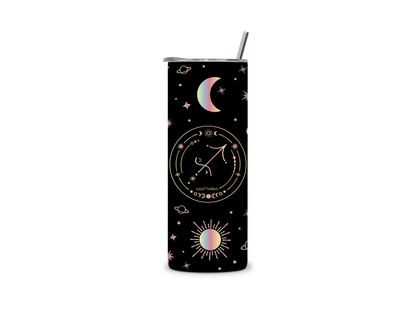 Black Galaxy Zodiac Sign Skinny Tumbler