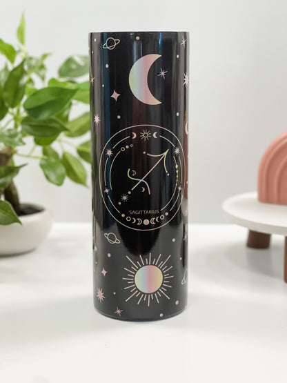 Black Galaxy Zodiac Sign Skinny Tumbler