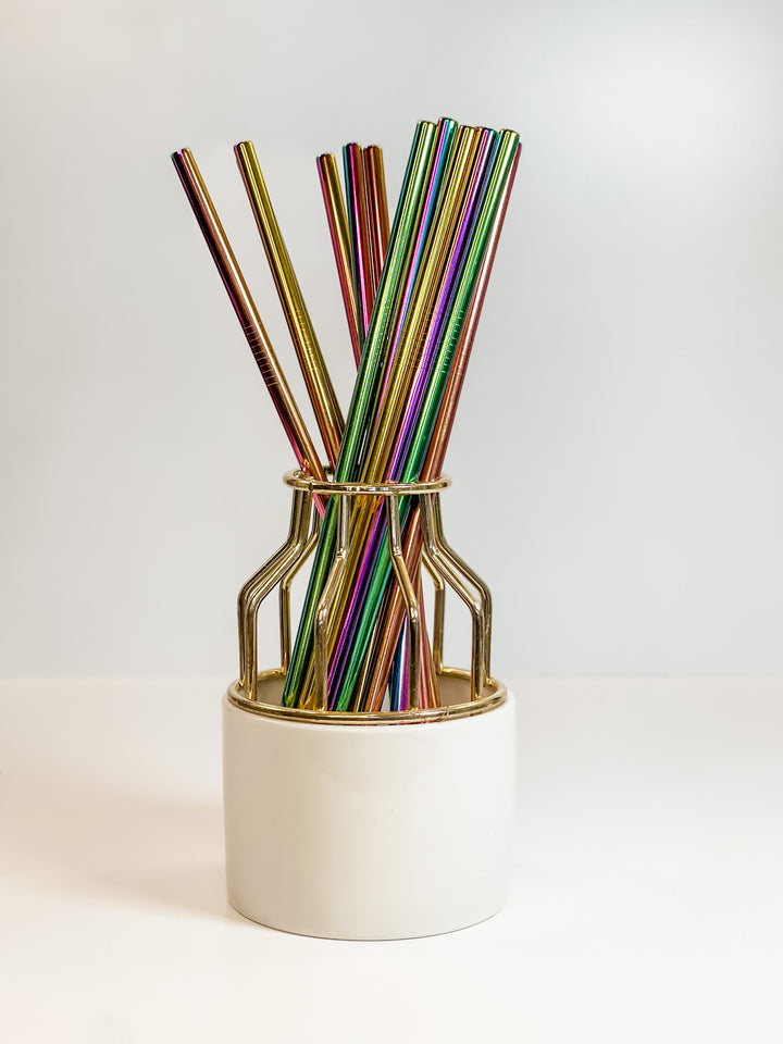 Reusable Straw ONLY - Rainbow-Metal