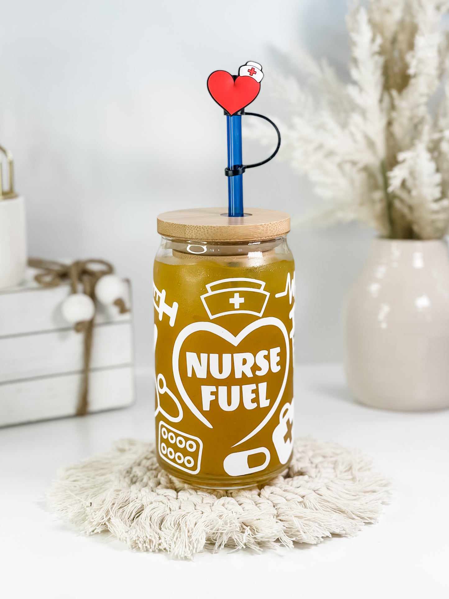 6Pcs Straw Covers, Nurse Theme Straw Toppers for Tumblers